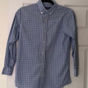 Boys vineyard vines button down plaid shirt